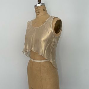 Silk foil high-low cropped tank top